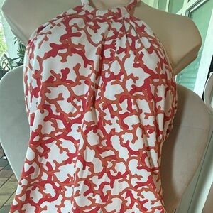 Coral Print J McLaughlin Halter Neck Top
